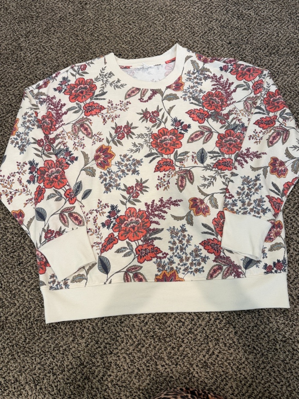 Maurices Cream Floral Crewneck Sweater - Women's